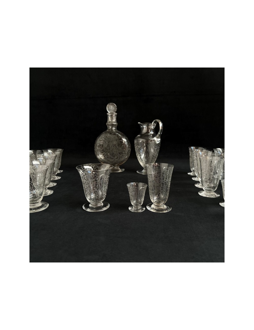 Baccarat 1930 - Service de 52 pièces cristal - modèle Michel Ange 1930 verres flutes carafe