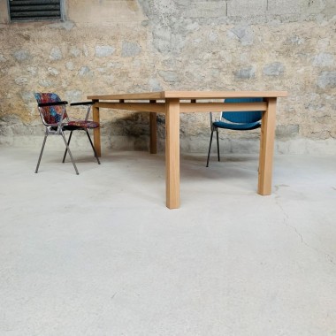 Grande table de salle à manger Design Vintage 10-12 personnes chêne massif 250x90 cm