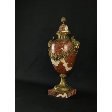 Grand vase cassolette de style Louis XVI néoclassique du XIXe siècle - ancienne urne en marbre 19ème