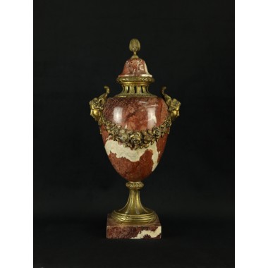 Grand vase cassolette de style Louis XVI néoclassique du XIXe siècle - ancienne urne en marbre 19ème