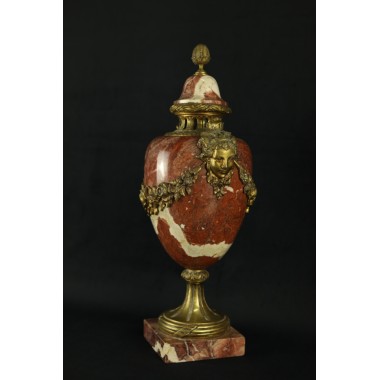 Grand vase cassolette de style Louis XVI néoclassique du XIXe siècle - ancienne urne en marbre 19ème