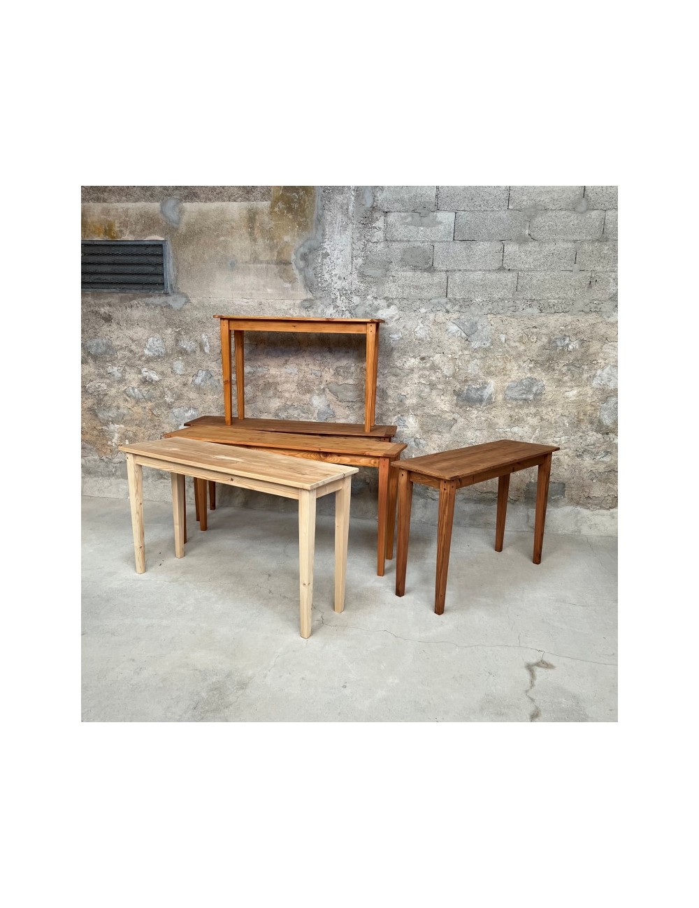 Superbes consoles fines, tables d'appoint en bois Design Vintage pieds fuseaux décoration rare