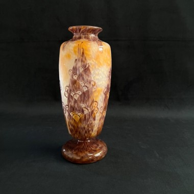 Grand Vase Art Déco Signé Le Verre Français Charles SCHNEIDER 1924