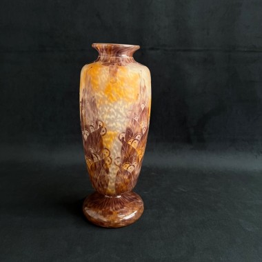 Grand Vase Art Déco Signé Le Verre Français Charles SCHNEIDER 1924